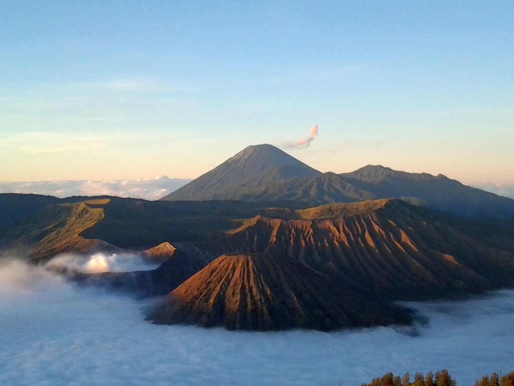 Hiking Mount Bromo in East Java.