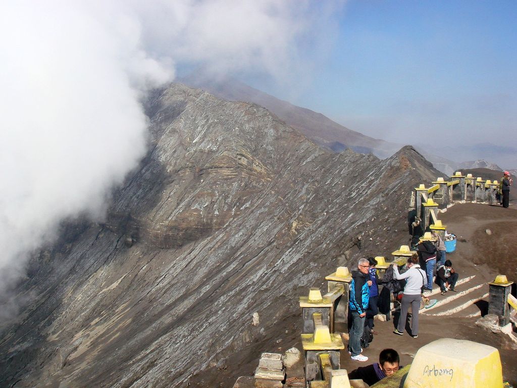 Hiking Mount Bromo in East Java.