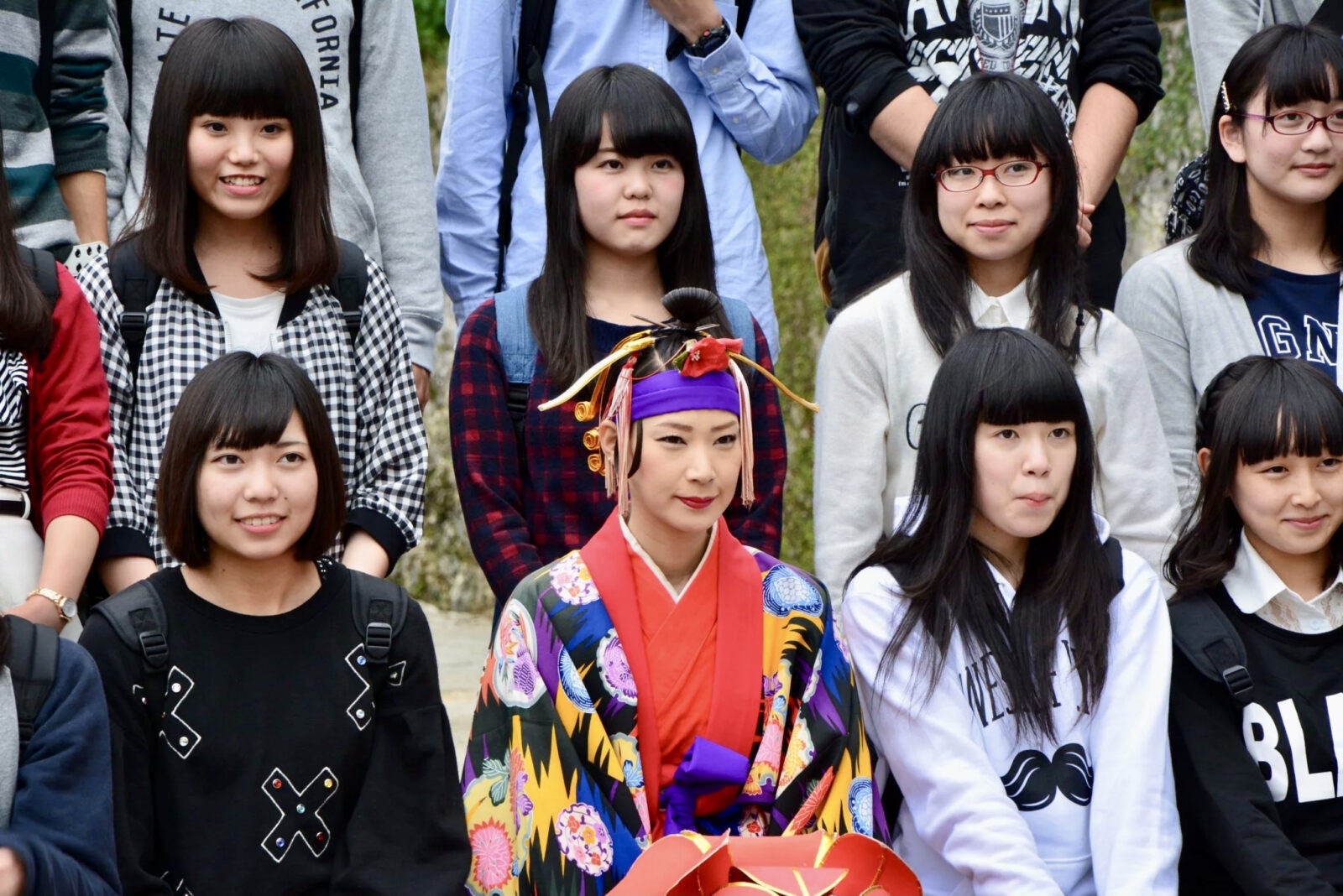 Schol students in Shuri Castle grounds