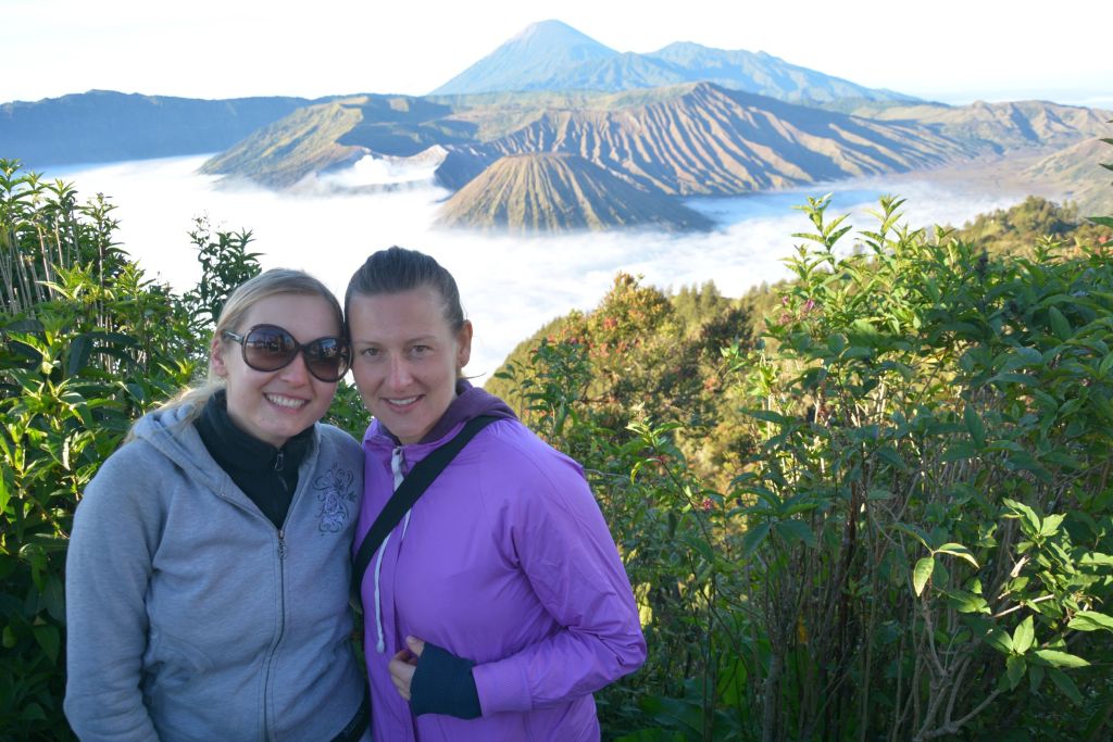 Hiking Mount Bromo in East Java.