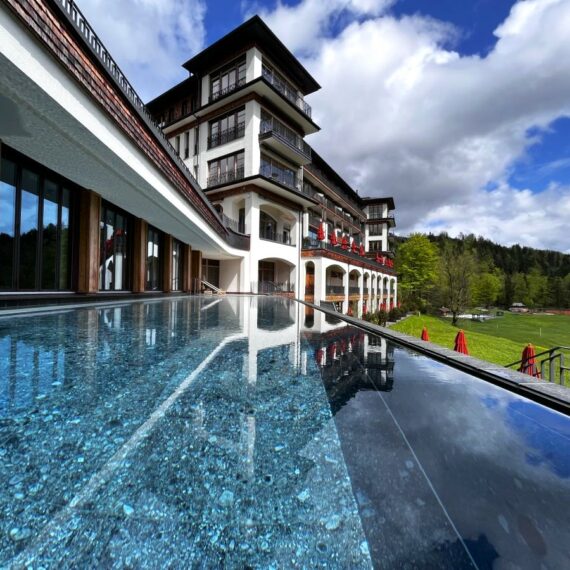 Scenic hiking trails in Elamu around magic Schloss Elmau in German Alps