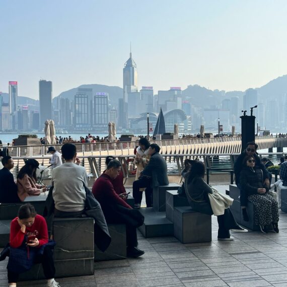 Finding the best view for the Kong Kong skyline.